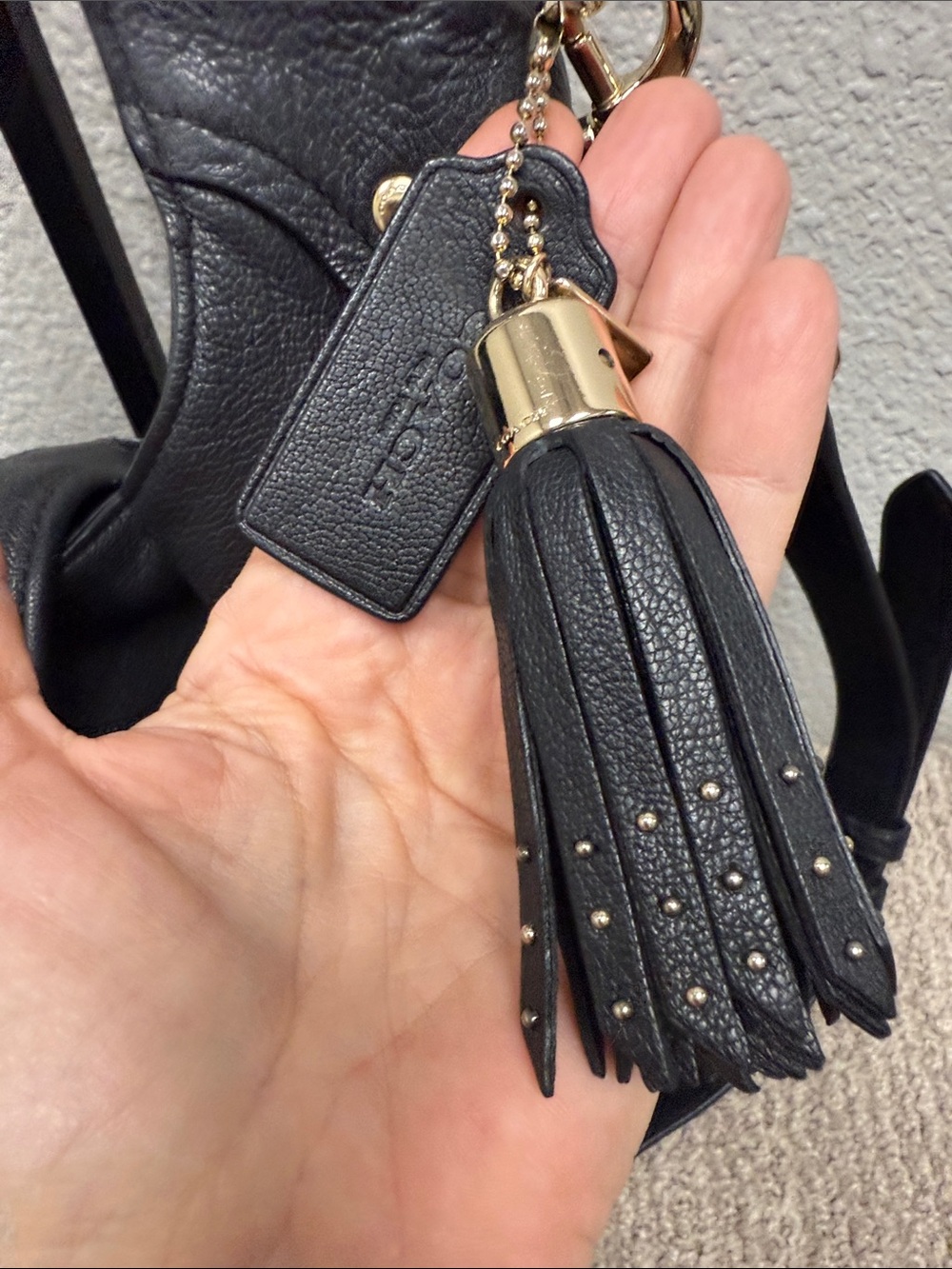 Coach Black Leather Ryder Studded Hobo Bag with Gold Hardware - Picture 6 of 15